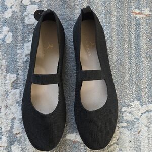 Danskin Black Knit Mary Jane Flats with Elastic Strap